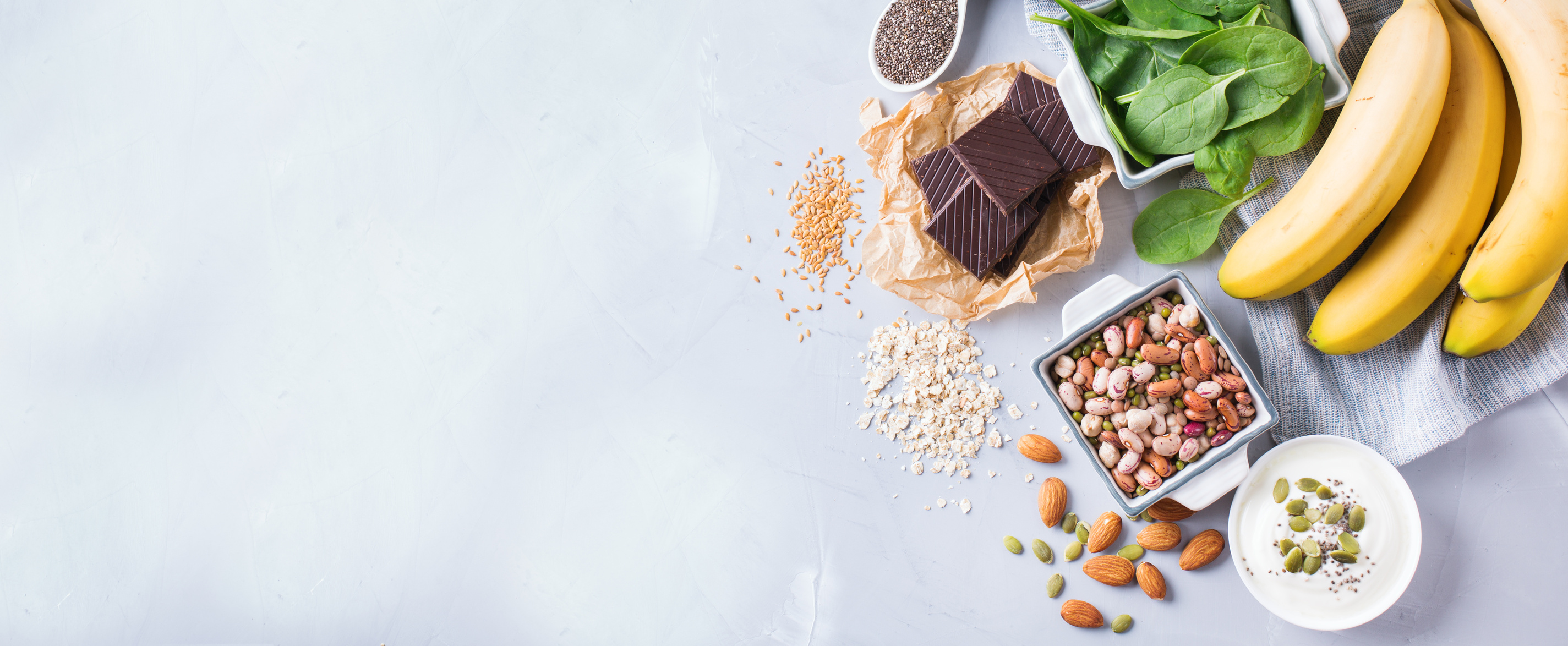 Assortment of healthy high magnesium sources food